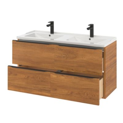 Meuble sous vasque suspendu l.120 x H.60 x P.45 cm, effet noyer, GoodHome Imandra