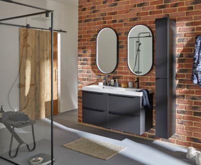 Meuble sous vasque suspendu l.120 x H.60 x P.45 cm, noir mat, GoodHome Imandra