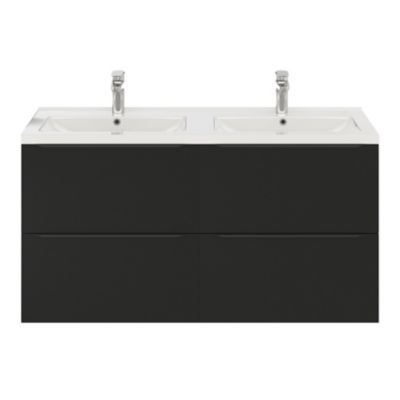 Meuble sous vasque suspendu l.120 x H.60 x P.45 cm, noir mat, GoodHome Imandra