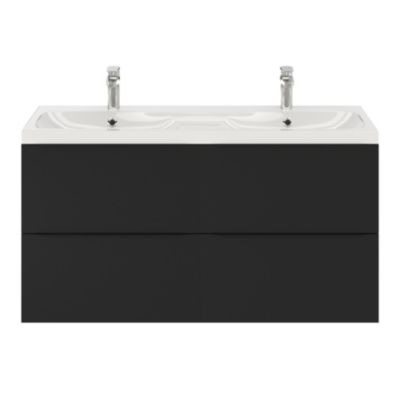 Meuble sous vasque suspendu l.120 x H.60 x P.45 cm, noir mat, GoodHome Imandra