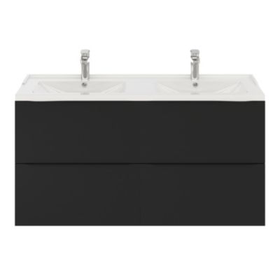 Meuble sous vasque suspendu l.120 x H.60 x P.45 cm, noir mat, GoodHome Imandra