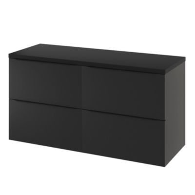 Meuble sous vasque suspendu l.120 x H.60 x P.45 cm, noir mat, GoodHome Imandra