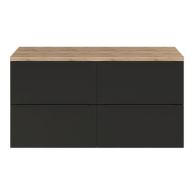 Meuble sous vasque suspendu l.120 x H.60 x P.45 cm, noir mat, GoodHome Imandra
