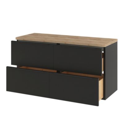 Meuble sous vasque suspendu l.120 x H.60 x P.45 cm, noir mat, GoodHome Imandra