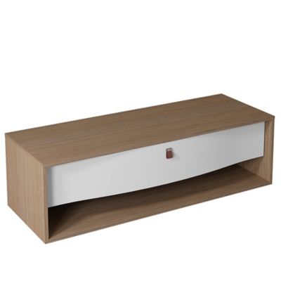 Meuble sous vasque suspendu l.140 x H.40 x P.50 cm, blanc mat, 1 tiroir, Decotec Havana