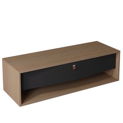 Meuble sous vasque suspendu l.140 x H.40 x P.50 cm, noir mat, 1 tiroir, Decotec Havana
