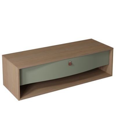 Meuble sous vasque suspendu l.140 x H.40 x P.50 cm, vert fougère mat, 1 tiroir, Decotec Havana
