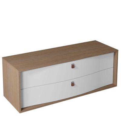Meuble sous vasque suspendu l.140 x H.50 x P.50 cm blanc mat, 2 tiroirs, Decotec Havana