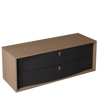 Meuble sous vasque suspendu l.140 x H.50 x P.50 cm, noir mat, 2 tiroirs, Decotec Havana