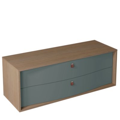 Meuble sous vasque suspendu l.140 x H.50 x P.50 cm, vert toundra mat, 2 tiroirs, Decotec Havana