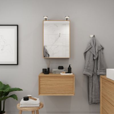 Meuble sous vasque suspendu l.60 cm placage chêne, 1 tiroir, GoodHome Avela