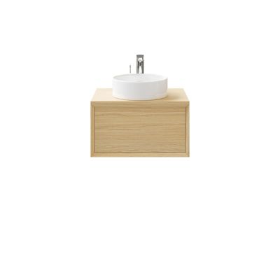 Meuble sous vasque suspendu l.60 cm placage chêne, 1 tiroir, GoodHome Avela