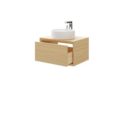 Meuble sous vasque suspendu l.60 cm placage chêne, 1 tiroir, GoodHome Avela