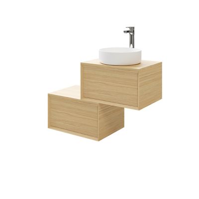 Meuble sous vasque suspendu l.60 cm placage chêne, 1 tiroir, GoodHome Avela