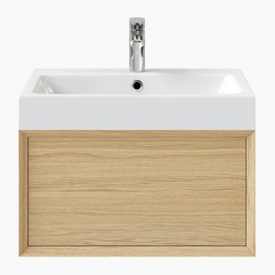 Meuble sous vasque suspendu l.60 cm placage chêne, 1 tiroir, GoodHome Avela