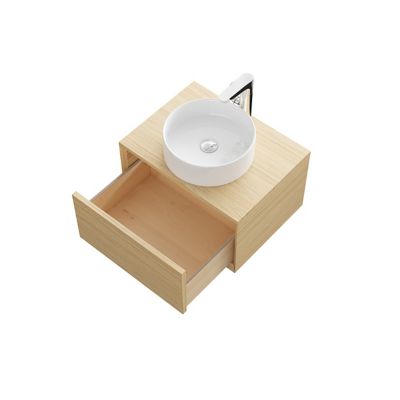 Meuble sous vasque suspendu l.60 cm placage chêne, 1 tiroir, GoodHome Avela