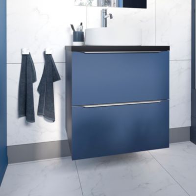 Meuble sous vasque suspendu l.60 x H.60 x P.45 cm, bleu nuit mat, GoodHome Imandra