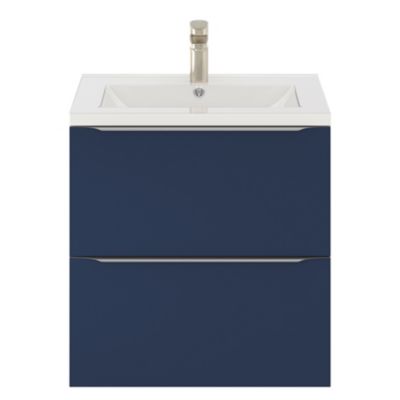 Meuble sous vasque suspendu l.60 x H.60 x P.45 cm, bleu nuit mat, GoodHome Imandra