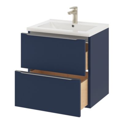 Meuble sous vasque suspendu l.60 x H.60 x P.45 cm, bleu nuit mat, GoodHome Imandra