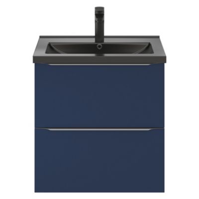Meuble sous vasque suspendu l.60 x H.60 x P.45 cm, bleu nuit mat, GoodHome Imandra
