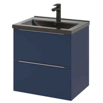 Meuble sous vasque suspendu l.60 x H.60 x P.45 cm, bleu nuit mat, GoodHome Imandra