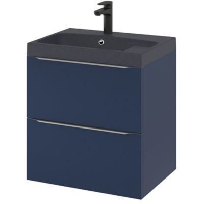 Meuble sous vasque suspendu l.60 x H.60 x P.45 cm, bleu nuit mat, GoodHome Imandra