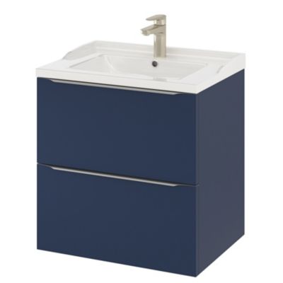 Meuble sous vasque suspendu l.60 x H.60 x P.45 cm, bleu nuit mat, GoodHome Imandra