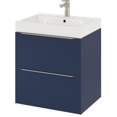 Meuble sous vasque suspendu l.60 x H.60 x P.45 cm, bleu nuit mat, GoodHome Imandra