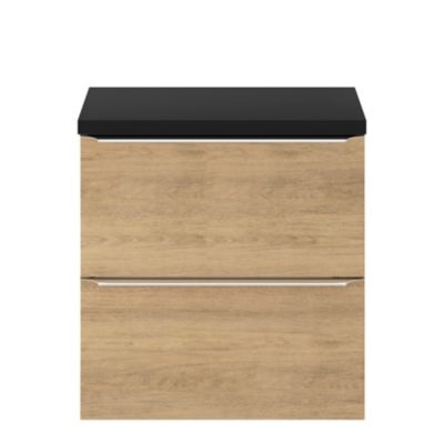 Meuble sous vasque suspendu l.60 x H.60 x P.45 cm, effet chêne, GoodHome Imandra