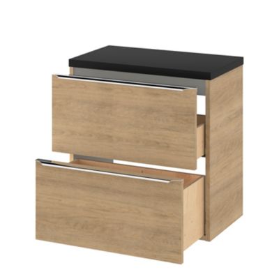 Meuble sous vasque suspendu l.60 x H.60 x P.45 cm, effet chêne, GoodHome Imandra