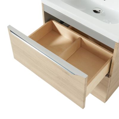 Meuble sous vasque suspendu l.60 x H.60 x P.45 cm, effet chêne, GoodHome Imandra
