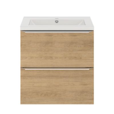 Meuble sous vasque suspendu l.60 x H.60 x P.45 cm, effet chêne, GoodHome Imandra