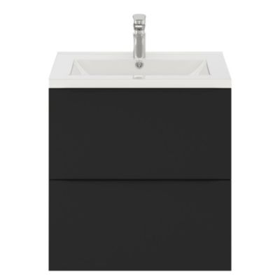 Meuble sous vasque suspendu l.60 x H.60 x P.45 cm, noir mat, GoodHome Imandra