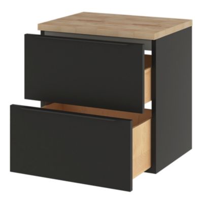 Meuble sous vasque suspendu l.60 x H.60 x P.45 cm, noir mat, GoodHome Imandra