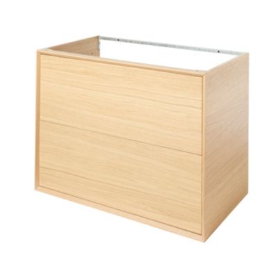 Meuble sous vasque suspendu l.80 cm placage chêne, GoodHome Avela