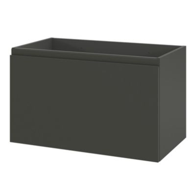 Meuble sous vasque suspendu l.80 x H.48 x P.45 cm, gris anthracite mat, 2 tiroirs, Levanna