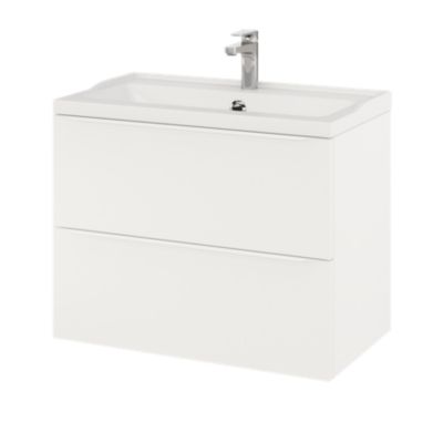 Meuble sous vasque suspendu l.80 x H.60 x P.45 cm, blanc mat, GoodHome Imandra