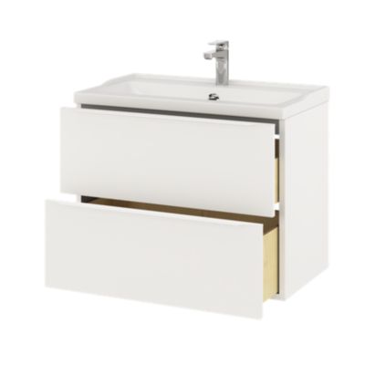 Meuble sous vasque suspendu l.80 x H.60 x P.45 cm, blanc mat, GoodHome Imandra