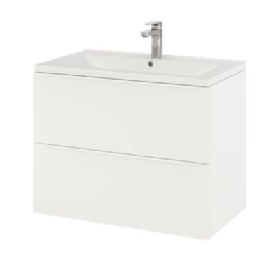 Meuble sous vasque suspendu l.80 x H.60 x P.45 cm, blanc mat, GoodHome Imandra