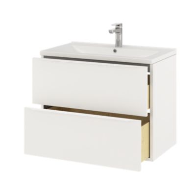Meuble sous vasque suspendu l.80 x H.60 x P.45 cm, blanc mat, GoodHome Imandra