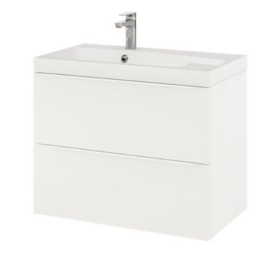 Meuble sous vasque suspendu l.80 x H.60 x P.45 cm, blanc mat, GoodHome Imandra