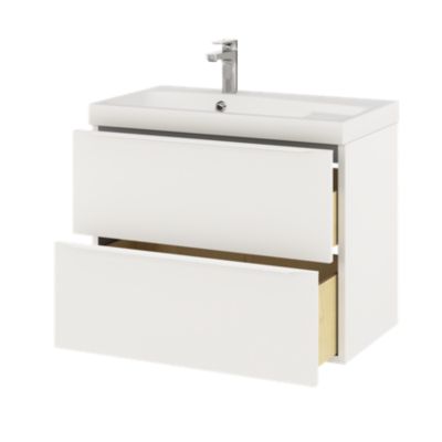 Meuble sous vasque suspendu l.80 x H.60 x P.45 cm, blanc mat, GoodHome Imandra