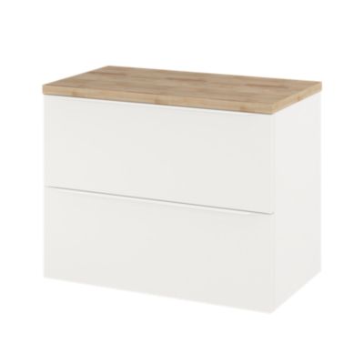Meuble sous vasque suspendu l.80 x H.60 x P.45 cm, blanc mat, GoodHome Imandra