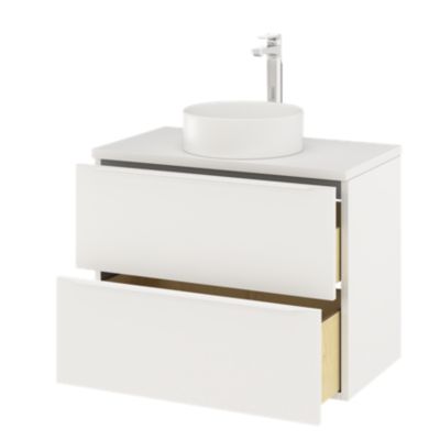 Meuble sous vasque suspendu l.80 x H.60 x P.45 cm, blanc mat, GoodHome Imandra