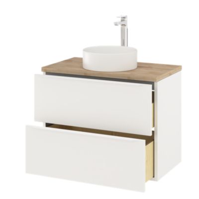 Meuble sous vasque suspendu l.80 x H.60 x P.45 cm, blanc mat, GoodHome Imandra