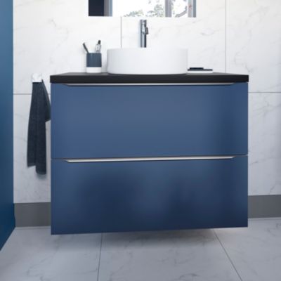 Meuble sous vasque suspendu l.80 x H.60 x P.45 cm, bleu nuit mat, GoodHome Imandra