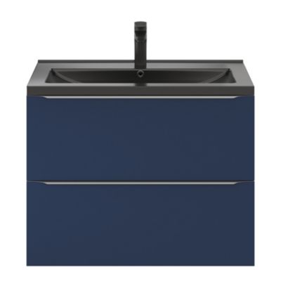 Meuble sous vasque suspendu l.80 x H.60 x P.45 cm, bleu nuit mat, GoodHome Imandra