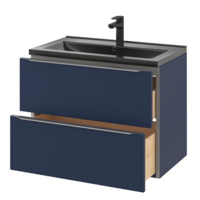 Meuble sous vasque suspendu l.80 x H.60 x P.45 cm, bleu nuit mat, GoodHome Imandra