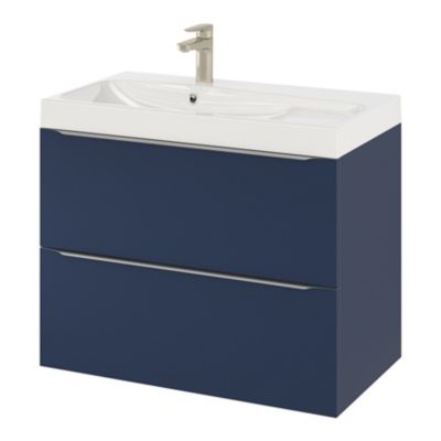 Meuble sous vasque suspendu l.80 x H.60 x P.45 cm, bleu nuit mat, GoodHome Imandra