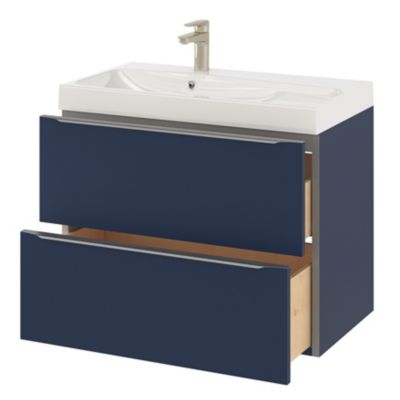 Meuble sous vasque suspendu l.80 x H.60 x P.45 cm, bleu nuit mat, GoodHome Imandra